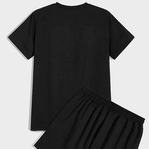 Ensembles décontractés deux pièces pour hommes en tissu éponge de haute qualité, t-shirts à manches courtes et shorts 100 % coton, séchage rapide, vêtements de sport, vente en gros - Product Image 2