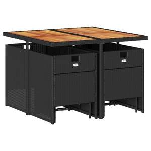 Ensemble de salle à manger de jardin noir, crème et marron - Product Image 3