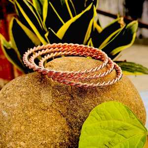 Belladec Set of Four Twisted Red <b>Copper</b> Handmade Stackable <b>Bangles</b> & Bracelets Elegant Boho Fashion Jewelry Women's - Product Image 5