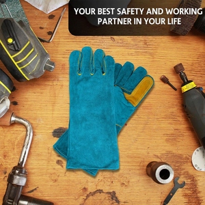Gants de soudage en cuir de vachette renforcé avec paume en cuir, robustes, pour la protection des mains en milieu industriel, durables pour le barbecue - Product Image 2