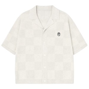 Chemise tricotée à carreaux pour homme, manches courtes, boutonnée, décontractée, légère, pour l'été, vente en gros OEM - Product Image 1
