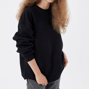 Sudadera Extra Grande de Cuello Redondo para Mujer, Color Sólido, Tejido de Algodón, Manga Larga, para Otoño, con Bolsillos, Estilo Transpirable - Product Image 4