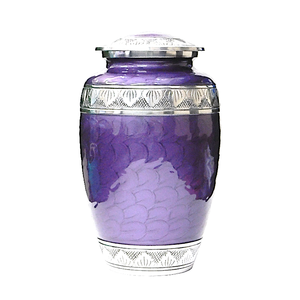 Urne funéraire en aluminium pour adulte avec gravure, finition en étain et émail violet clair, fournitures funéraires en métal pour cendres humaines - Product Image 2