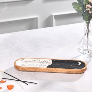Porte-encens en bois élégant et durable, fait main, avec cendrier intégré, couleur/taille personnalisable pour l'aromathérapie, le soulagement du stress et les usages religieux - Product Image 1
