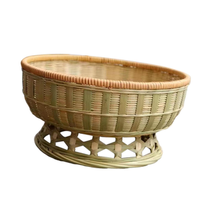 Rustic <b>Bamboo</b> <b>Basket</b> for Snacks and Fruits Natural <b>Bamboo</b> Storage <b>Basket</b> for Kitchen Countertop Desktop Tabletop Organizer Home - Product Image 1