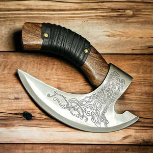 Hacha Tomahawk Hecha a Mano con Hoja de Acero al Carbono y Mango de Madera, Diseño Vikingo, Hacha para Cortar Pizza de 7 Pulgadas de Largo, Suministros UA - Product Image 2