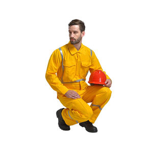 Combinaison de travail réfléchissante jaune pour homme, manches longues, uniforme de sécurité avec bandes réfléchissantes pour la construction - Product Image 5