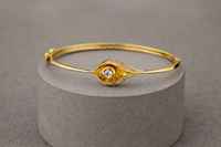 Bracelet en argent CZ à motif de feuilles sophistiqué, jonc botanique minimaliste, offre de gros B2B très demandée