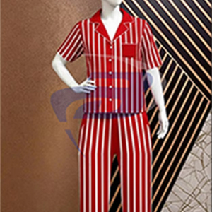 Delta |   Sigma |   Conjunto de Pijama Tipo Túnica a Rayas Theta Sorority, Nuevo Estilo de Verano, Conjunto de Pijama de Dos Piezas a Rayas Rojas con Cintura Elástica - Product Image 1