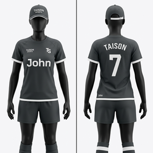 Ensemble de maillot de football pour femmes en polyester respirant 180 GSM, anti-humidité, beige marine, jersey texturé, impression de logo personnalisée - Product Image 2