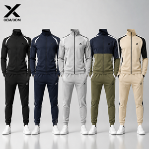 Survêtements de course pour hommes X Sports City, coupe-vent, imprimés, bandes réfléchissantes, fermeture éclair intégrale, col montant, style sportif, séchage rapide - Product Image 1