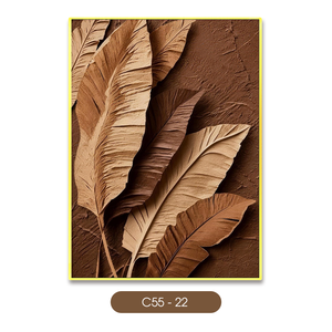 Peinture murale abstraite 3D avec feuilles brunes au design unique et exquis, décoration intérieure, cadre miroir, vente en gros d'usine ODM - Product Image 1