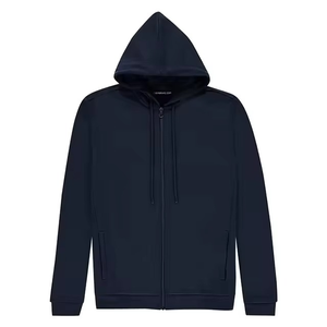 Sudadera con Capucha Gris para Hombre, con Cierre, Resistente al Viento, 100% Algodón, Tejido de Felpa, Estilo Hip Hop, Casual, Color Sólido, para Otoño - Product Image 6