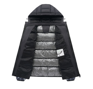 <b>Men's</b> Hooded Puffer Jacket Printed Snow Pattern Windproof Thick Polyester Casual Zipper Closure Winter <b>Coat</b> Regular Length - Product Image 2
