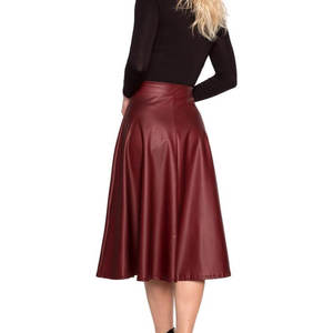 Falda de Cuero Sintético de Primera Calidad para Mujer, Color Borgoña, Estilo Flare, Duradera, Flexible y Elástica, 2026 - Product Image 4