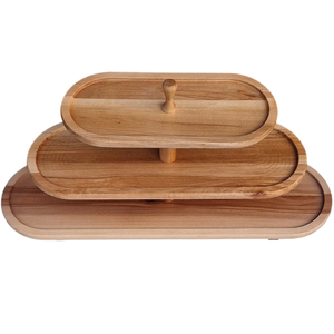 Soporte de madera hecho a mano de 2 niveles para pasteles, plato de exhibición de postres y cupcakes de madera de caucho para bodas, fiestas de cumpleaños y decoración del hogar y la cocina. - Product Image 2