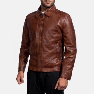 100% High Quality Cowhide Leather Streetwear Jacket Fabric 300g <b>Fur</b> <b>Trim</b> Stand Stylish Breathable Quick Dry Waterproof Men's - Product Image 2