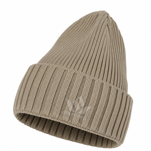 Unisex Ribbed Knit <b>Beanie</b> Hat Solid Color Winter Warm Cap Folded Cuff Casual <b>Wool</b> Blend Breathable Waterproof Adjustable Adult - Product Image 1