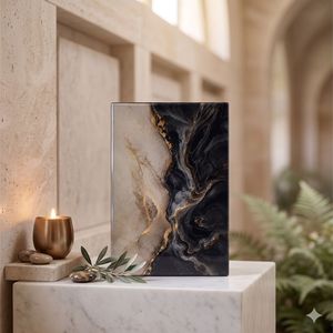 Black White Gold Marble Pattern Tablet <b>Memorial</b> Tribute Decor Panel for Funeral Tribute <b>Wall</b> Display - Product Image 2