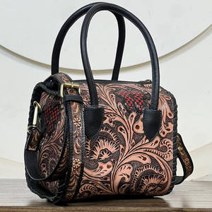Custom Handmade Genuine Leather Hand Tooled Crossbody Hand <b>Bag</b> for Women New Floral Design <b>Travel</b> <b>Weekender</b> Speedy Duffel <b>Bags</b> - Product Image 3
