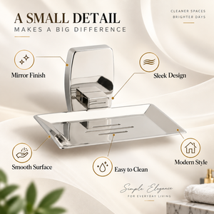 Porte-savon mural en acier inoxydable de qualité supérieure pour salle de bain |   Fentes de drainage en chrome poli antirouille, écologiques et faciles à nettoyer - Product Image 5