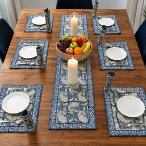 Blue Paisley Traditional Knitted 100% Cotton <b>Table</b> <b>Runner</b> Rectangle Decorative <b>Dining</b> <b>Table</b> Centerpiece for Home Hotel Party - Product Image 1