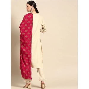 PANTALON HAUT DE TRAVAIL BRODERIE EN COTON MÉLANGÉ AVEC DUPATTA BLANC BLANC - Product Image 3