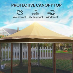 "12FT X 12FT Beige Pop up <b>Canopy</b> <b>Tent</b> with Mesh Netting & Carry Bag for Garden & Patio" - Product Image 6