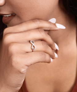 Bague réglable en argent sterling avec pierres CZ en forme d'infini taillées rondes, faite à la main, vente en gros, pour anniversaire, fête, usage quotidien, cadeau - Product Image 4