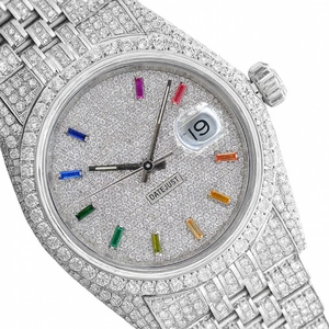 Colorful Index Dial VVS Moissanite Diamond <b>Watch</b> For Men - Product Image 1