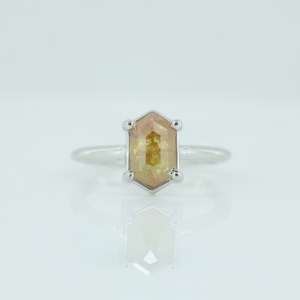 <b>Labradorite</b> Blue Flashy Fire Hexagon Stone Minimalist Gold Plated 925 Sterling Silver <b>Ring</b> for Women's Anniversary Birthday Gift - Product Image 1