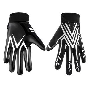 Guantes de Fútbol Americano con Logotipo Personalizado, Diseño Geométrico en Blanco y Negro, Dedos Completos, PU Antideslizante, Palma Adhesiva, Equipo de Entrenamiento para Exteriores - Product Image 4