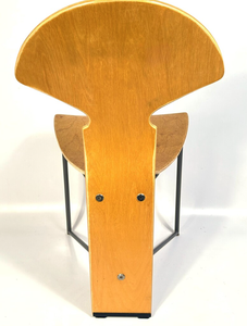 Designer Plywood Side <b>Chair</b> Unique Curved Backrest And <b>Industrial</b> Metal Base Restaurant And Office Furniture Direct Manufacture - Product Image 5