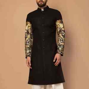 Traje Tradicional de Novio Salwar Kameez, Vestido de Boda Indio Pakistaní para Hombre, Protección Solar, Sin Arrugas, para Todas las Temporadas - Product Image 1
