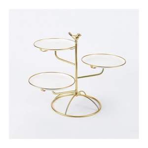 Aluminium <b>Rotating</b> Multi Layer <b>Cake</b> <b>Stand</b> Creative Dessert Display Cupcake <b>Stand</b> with Ceramic Pastry Tray for Tea Party - Product Image 1