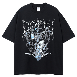 เสื้อยืดคอกลมพิมพ์ลายฮิปฮอปทรงหลวมสำหรับผู้ชายไซส์ใหญ่ ระบายอากาศได้ดี ผลิตจากผ้าฝ้าย 100% ขายส่ง - Product Image 1