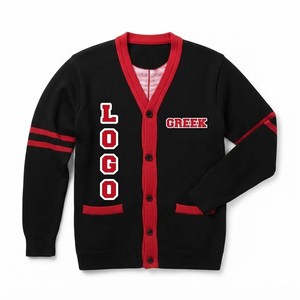 Custom Logo <b>Red</b> Black Embroidered Autumn Long Sleeve <b>Cardigan</b> Sorority Sweater Knitted V Neck Button Front Varsity Greek Apparel - Product Image 5