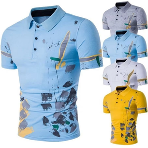 Men's Summer Casual Short Sleeve Shirt Satin Polyester/Cotton Abstract Painting Print White Button-Up Collar Party <b>Top</b> Quick Dry - Product Image 3