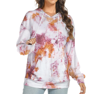 Solid Trader Sweat à capuche tie-dye pour femme en polaire, coupe ample, respirant, élégant, confortable, avec finition lavage vibrant, style sportswear tendance - Product Image 6