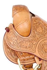 Silla de montar western de cuero para caballo, con herrajes de madera niquelados personalizados, para carreras de sendero. Precio al por mayor disponible. - Product Image 3