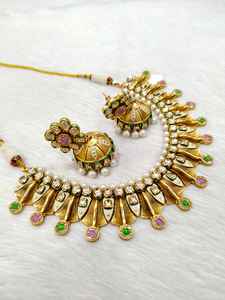 AD Stone Jewelry Set para mujer Deslumbrante collar indio Pendientes Combo para bodas Ocasiones festivas y regalos - Product Image 4