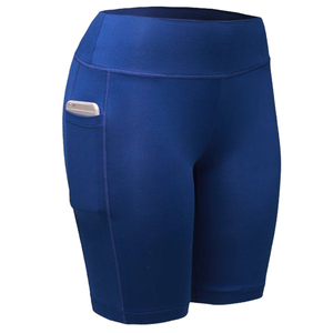Shorts taille haute pour femmes, vêtements de sport et de fitness, 100% coton respirant, style hip hop, séchage rapide, poche latérale, logo personnalisé - Product Image 2