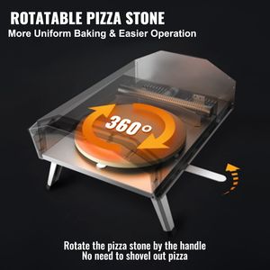 Forno per Pizza da 16 pollici all'aperto in acciaio inossidabile a Gas Grill portatile con rivestimento in pietra per Pizza girevole a 360 gradi - Product Image 3