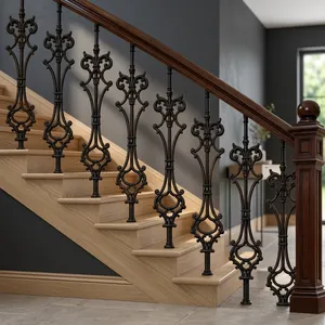 Balustres en fer forgé noir de style victorien, montés en hauteur, pour garde-corps d'escalier - Product Image 4