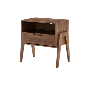 Table de chevet en bois massif avec tiroir et étagère ouverte, table de chevet moderne pour chambre à coucher, hôtel, appartement et maison - Product Image 2