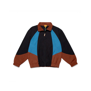 Wholesale Custom Logo Zip Up <b>Stand</b> Nylon Windbreaker Jacket Breathable Color Block Waterproof Football Windbreaker Jacket Men - Product Image 1