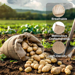 <b>100</b>% Natural Eco-Friendly, durable, Food Grade (VOT) 18.5"x27.5", wt.200+grams, 25Kg Capacity Burlap Potato Sack Rice <b>Jute</b> Bags - Product Image 6