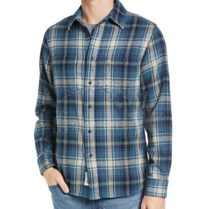 <b>Men's</b> Fleece Lined Knitted Flannel Shirt One Pocket <b>Watch</b> Plaid Pattern Loose Fit Casual Shirt High-quality OEM Service - Product Image 5