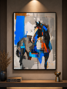 Peinture sur toile faite à la main, décoration murale, cheval, paysage moderne original, œuvres d'art peintes à la main, scène de montagne, art fait main - Product Image 1