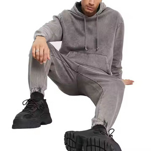 Conjunto Deportivo Informal para Hombre, Sudadera con Capucha Gris de Manga Larga y Pantalones de Color Sólido con Bolsillos Laterales, Ropa de Otoño - Product Image 3